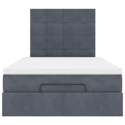 Ottoman Bed with Mattresses Dark Grey King Single Velvet