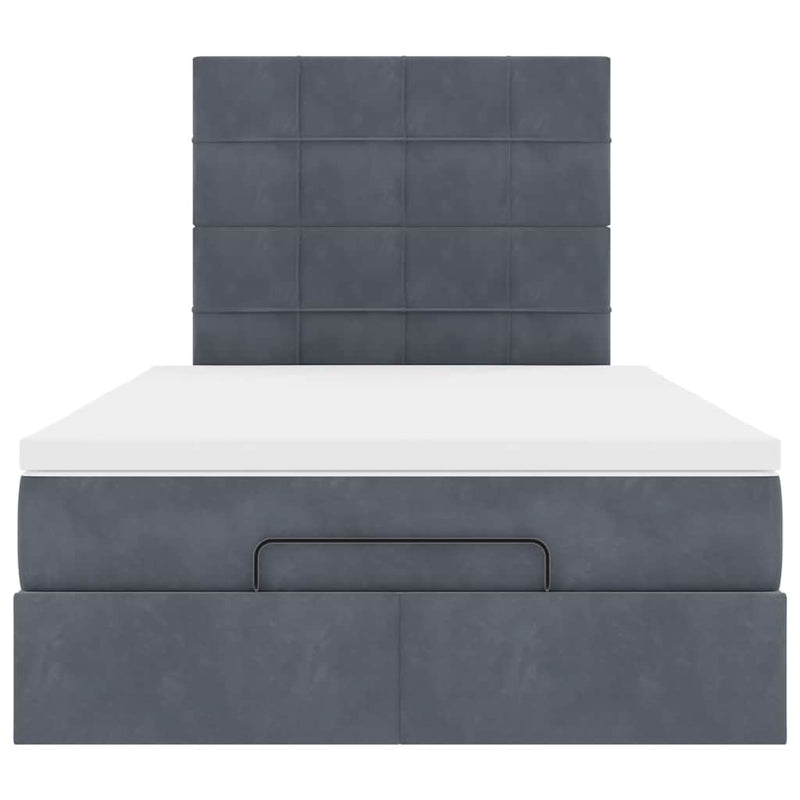 Ottoman Bed with Mattresses Dark Grey King Single Velvet