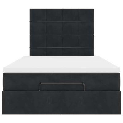 Ottoman Bed with Mattresses Black King Single Velvet