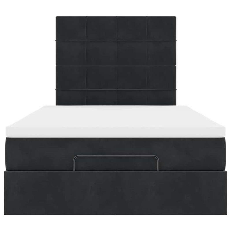 Ottoman Bed with Mattresses Black King Single Velvet