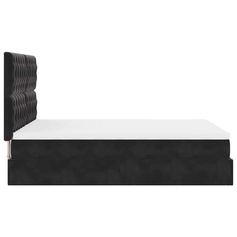 Ottoman Bed with Mattresses Black Double Velvet