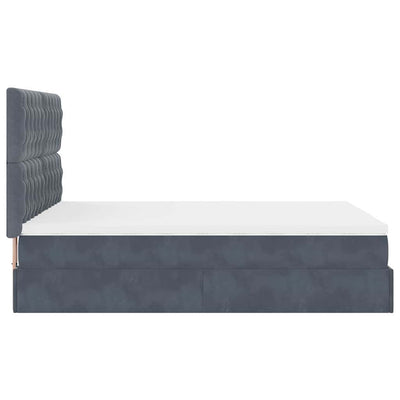 Ottoman Bed with Mattresses Dark Grey Queen Velvet