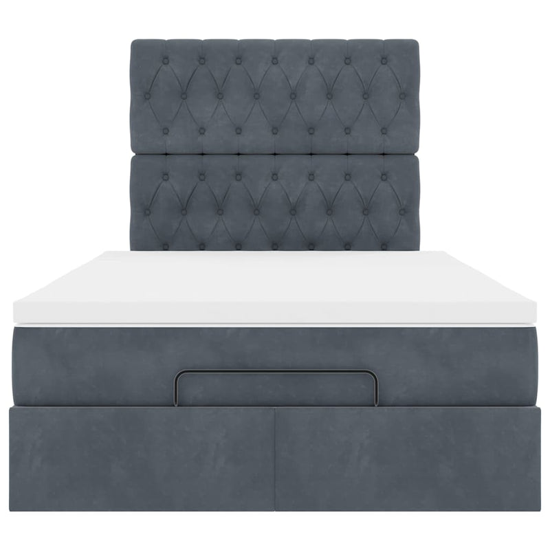 Ottoman Bed with Mattresses Dark Grey King Single Velvet