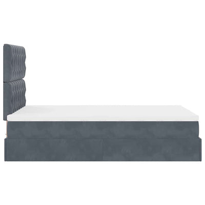 Ottoman Bed with Mattresses Dark Grey King Single Velvet