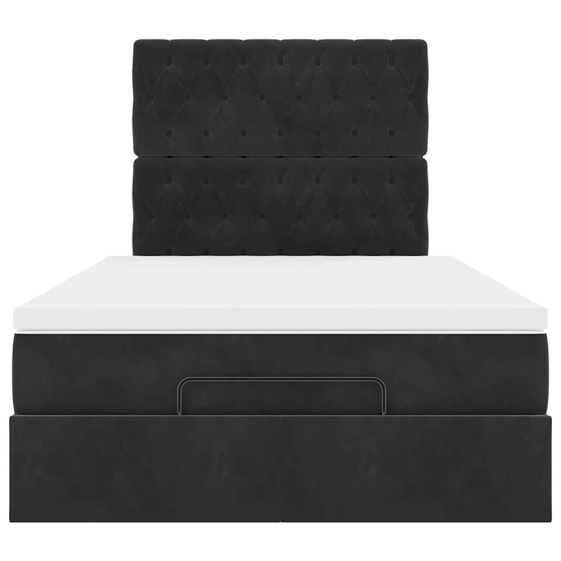 Ottoman Bed with Mattresses Black King Single Velvet