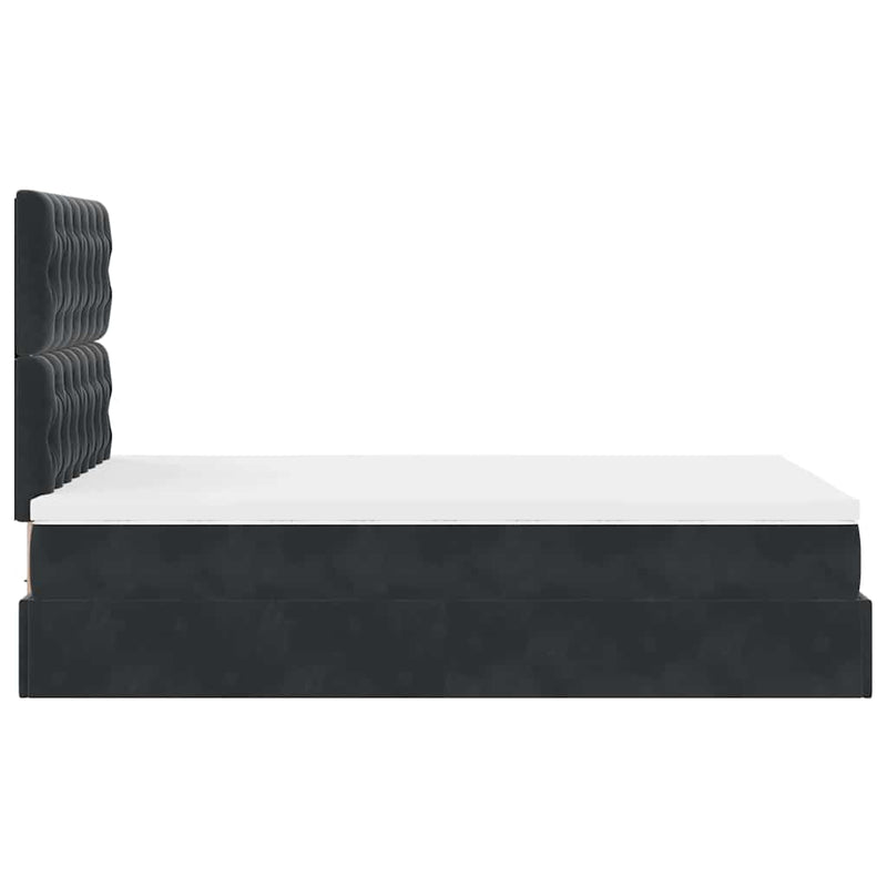 Ottoman Bed with Mattresses Black King Single Velvet