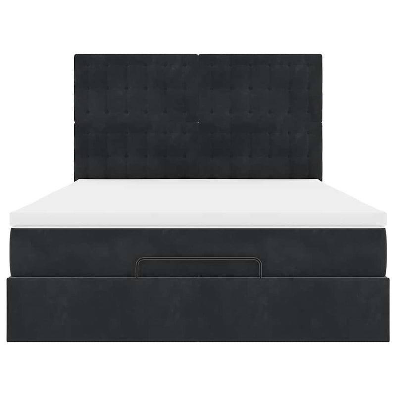 Ottoman Bed with Mattresses Black Double Velvet