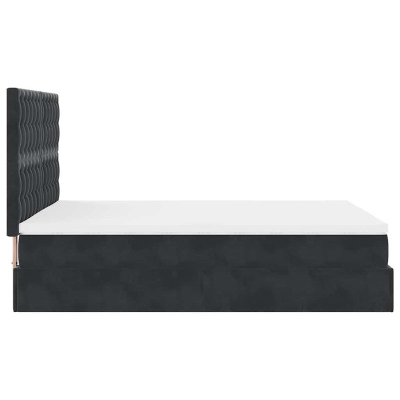 Ottoman Bed with Mattresses Black Double Velvet