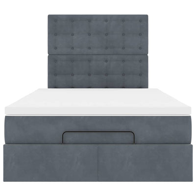 Ottoman Bed with Mattresses Dark Grey King Single Velvet