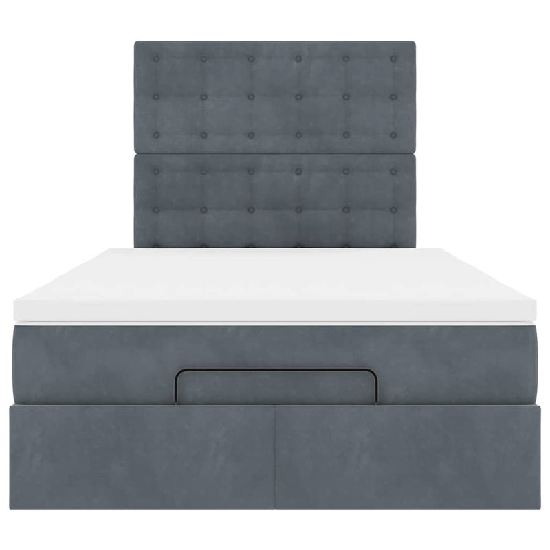 Ottoman Bed with Mattresses Dark Grey King Single Velvet