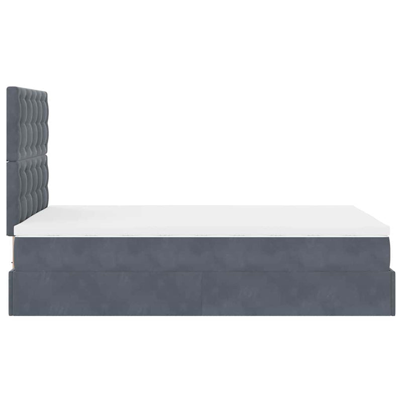 Ottoman Bed with Mattresses Dark Grey King Single Velvet