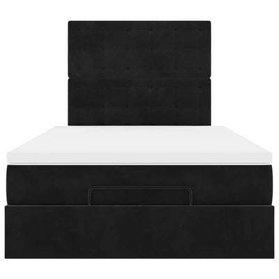 Ottoman Bed with Mattresses Black King Single Velvet