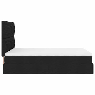 Ottoman Bed with Mattress & LEDs Black Queen Fabric