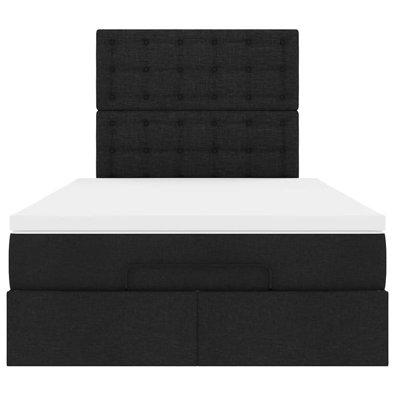 Ottoman Bed with Mattress & LEDs Black King Single Fabric