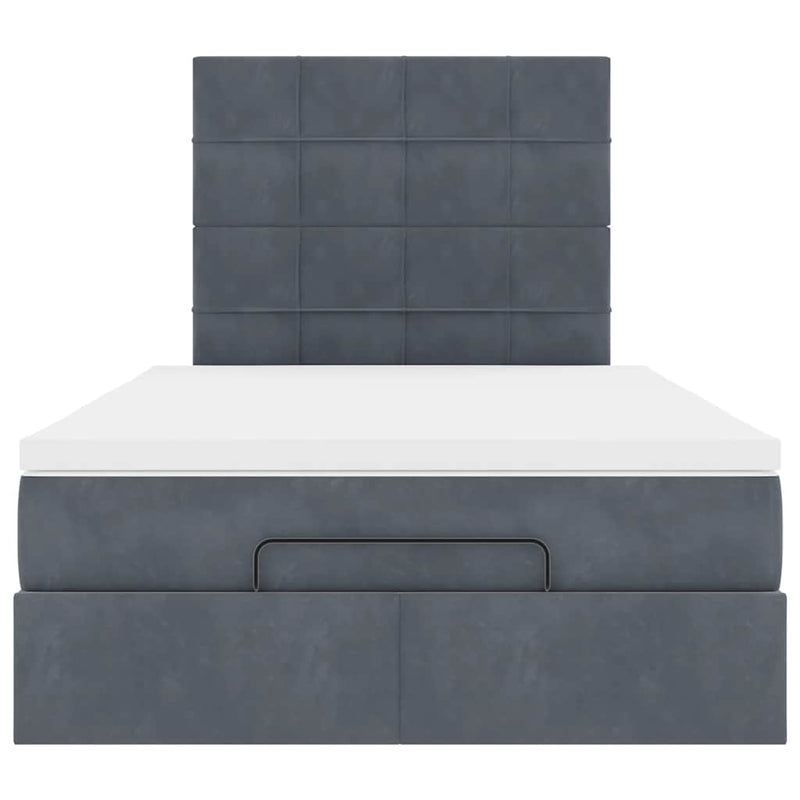 Ottoman Bed with Mattresses & LEDs Dark Grey King Single Velvet