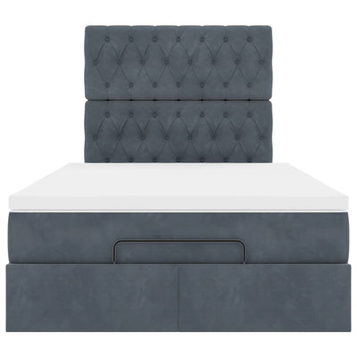 Ottoman Bed with Mattresses & LEDs Dark Grey King Single Velvet