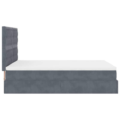 Ottoman Bed with Mattresses & LEDs Dark Grey Queen Velvet