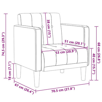 Sofa Chair with Armrests Dark Grey 53 cm Fabric