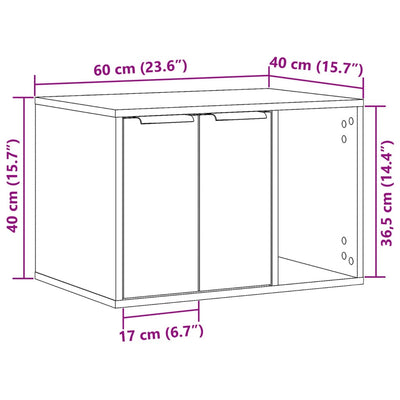 Cat Litter Box Enclosure Artisian Oak 60x40x40 cm Engineered Wood