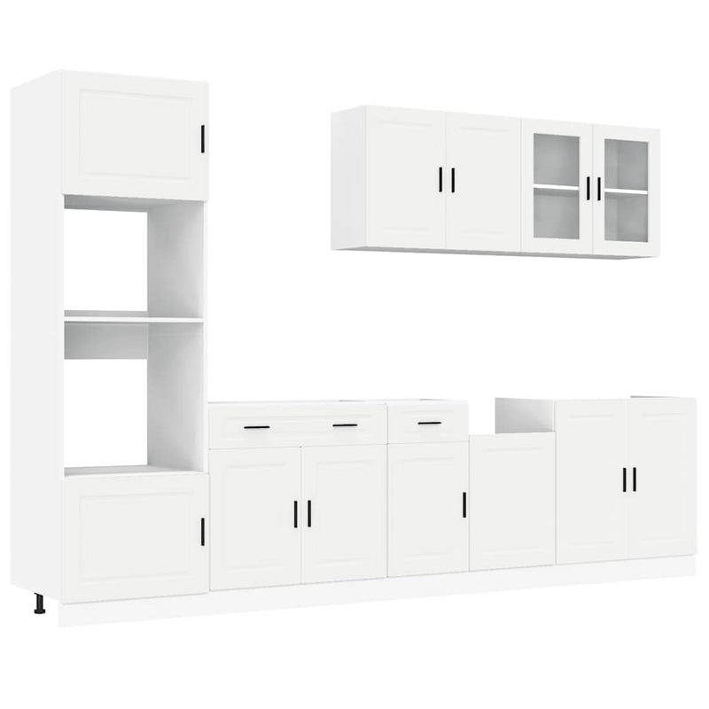 7 Piece Kitchen Cabinet Set "Kalmar" White Engineered Wood