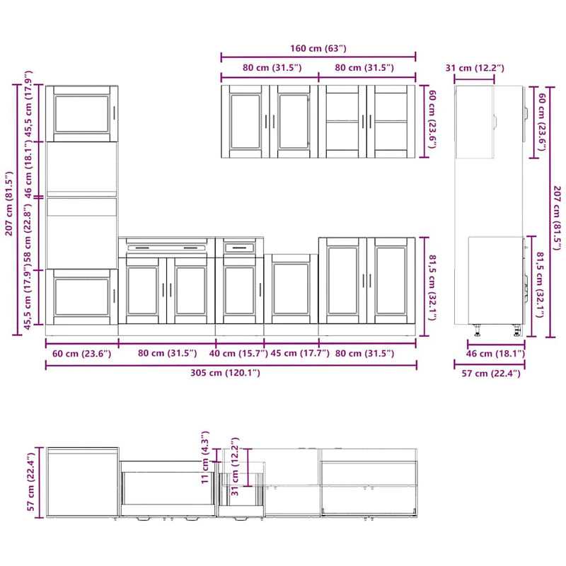 7 Piece Kitchen Cabinet Set "Kalmar" White Engineered Wood