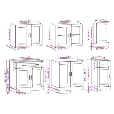 7 Piece Kitchen Cabinet Set "Kalmar" White Engineered Wood