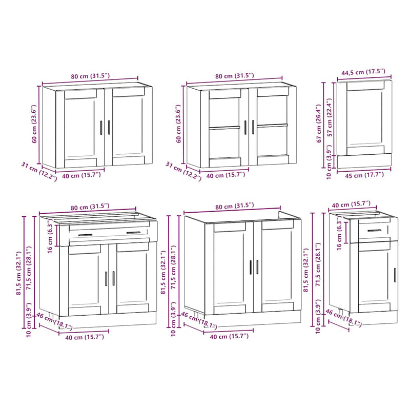 7 Piece Kitchen Cabinet Set "Kalmar" White Engineered Wood