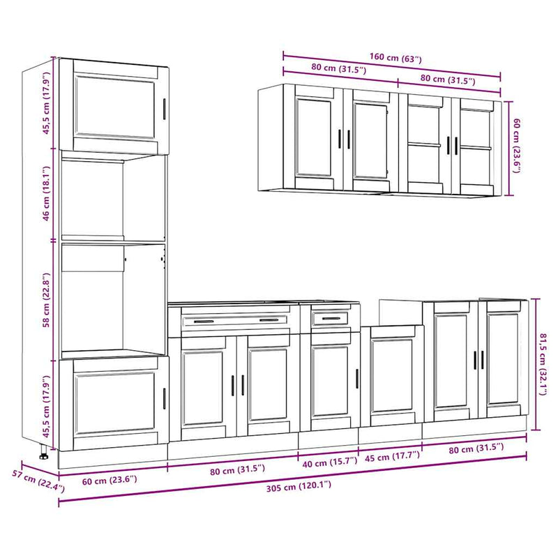 7 Piece Kitchen Cabinet Set "Kalmar" White Engineered Wood