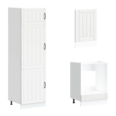 7 Piece Kitchen Cabinet Set Lucca White Engineered Wood