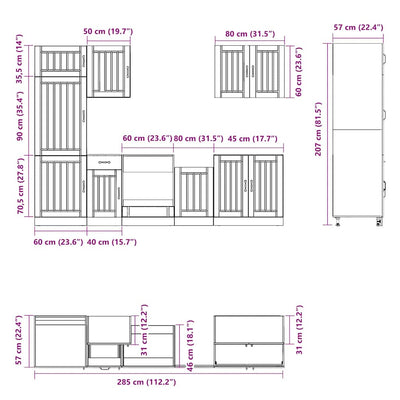 7 Piece Kitchen Cabinet Set Lucca White Engineered Wood