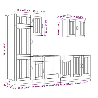 7 Piece Kitchen Cabinet Set Lucca White Engineered Wood