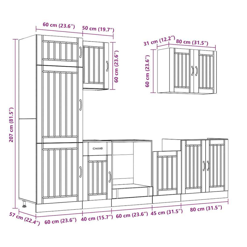 7 Piece Kitchen Cabinet Set Lucca White Engineered Wood