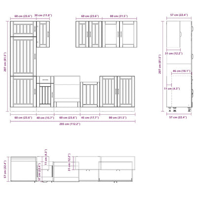 8 Piece Kitchen Cabinet Set Lucca White Engineered Wood