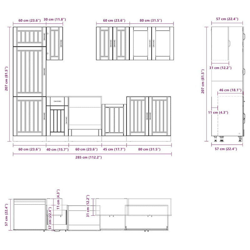 8 Piece Kitchen Cabinet Set Lucca White Engineered Wood