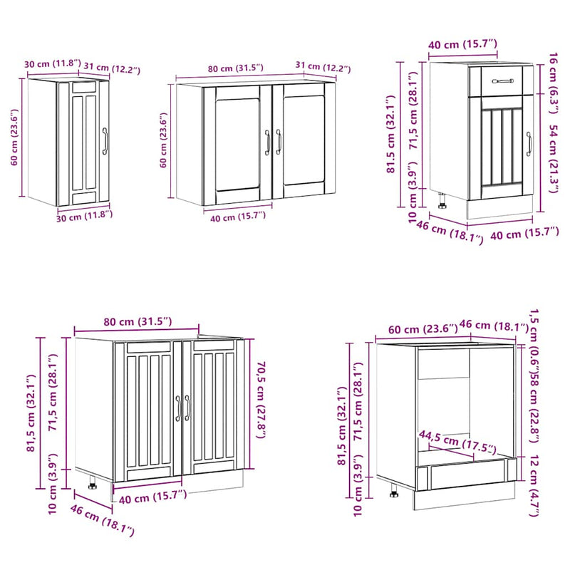 8 Piece Kitchen Cabinet Set Lucca White Engineered Wood