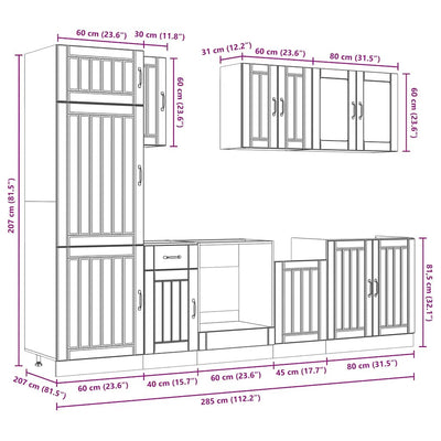 8 Piece Kitchen Cabinet Set Lucca White Engineered Wood