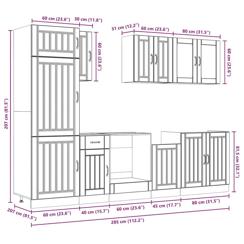 8 Piece Kitchen Cabinet Set Lucca White Engineered Wood