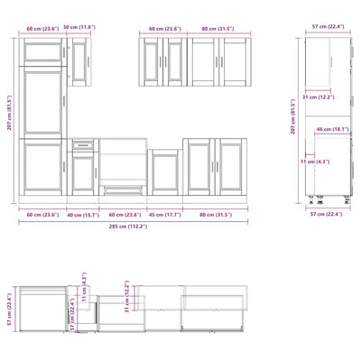8 Piece Kitchen Cabinet Set "Porto" White Engineered Wood