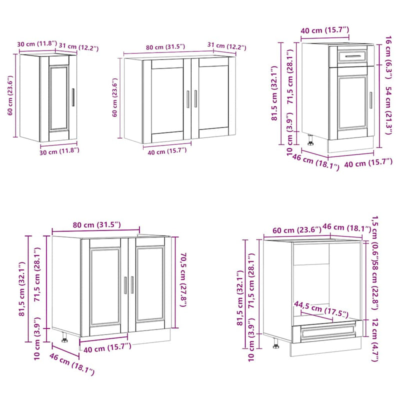8 Piece Kitchen Cabinet Set "Porto" White Engineered Wood