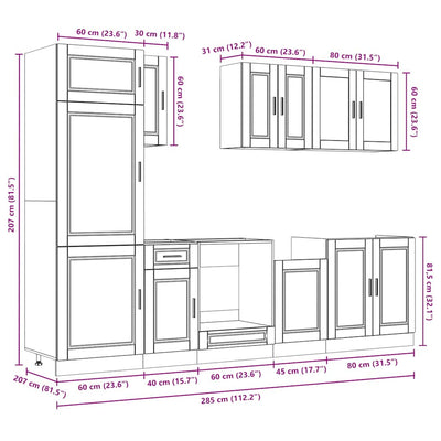 8 Piece Kitchen Cabinet Set "Porto" White Engineered Wood