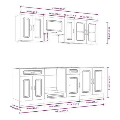 8 Piece Kitchen Cabinet Set Kalmar White Engineered Wood