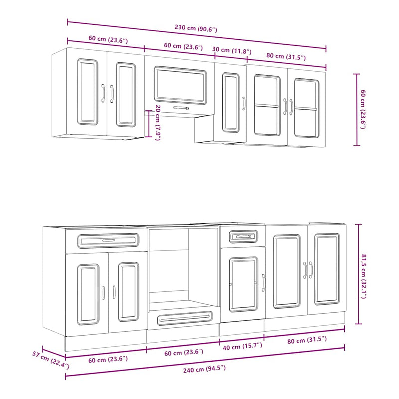 8 Piece Kitchen Cabinet Set Kalmar White Engineered Wood