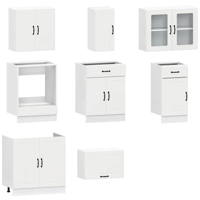 8 Piece Kitchen Cabinet Set Kalmar White Engineered Wood