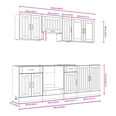 8 Piece Kitchen Cabinet Set Kalmar White Engineered Wood