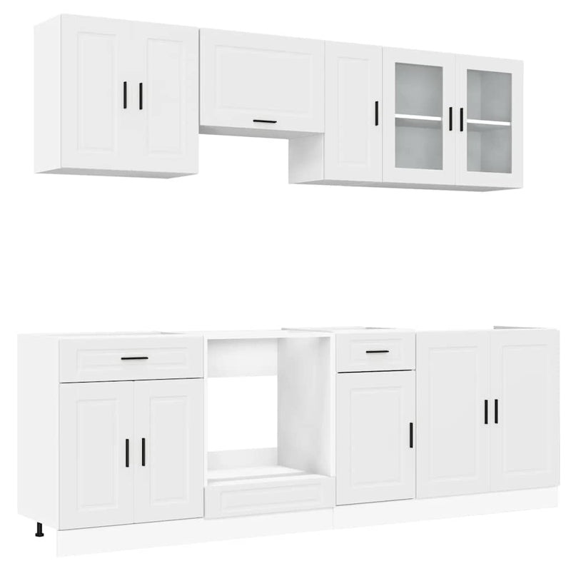 8 Piece Kitchen Cabinet Set "Porto" White Engineered Wood