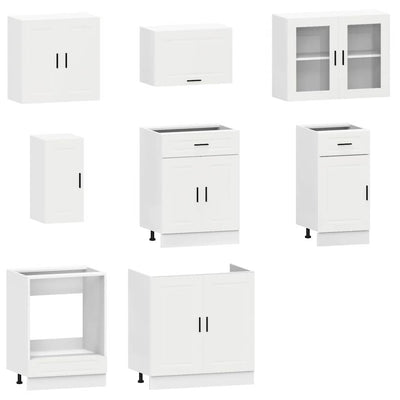 8 Piece Kitchen Cabinet Set "Porto" White Engineered Wood