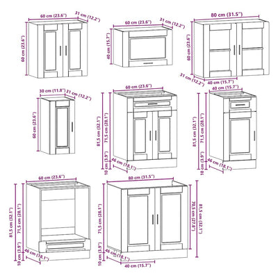 8 Piece Kitchen Cabinet Set "Porto" White Engineered Wood