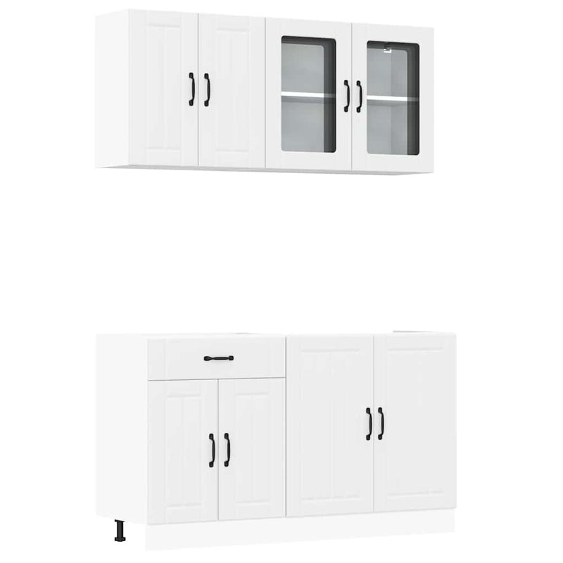 4 Piece Kitchen Cabinet Set Kalmar White Engineered Wood