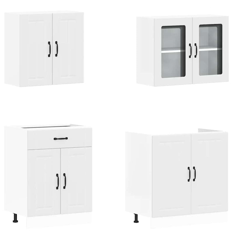 4 Piece Kitchen Cabinet Set Kalmar White Engineered Wood