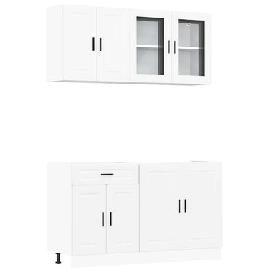 4 Piece Kitchen Cabinet Set "Kalmar" White Engineered Wood